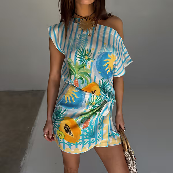 Rio Stripe Mini Wrap Skirt | Never Fully Dressed (UK & IE)