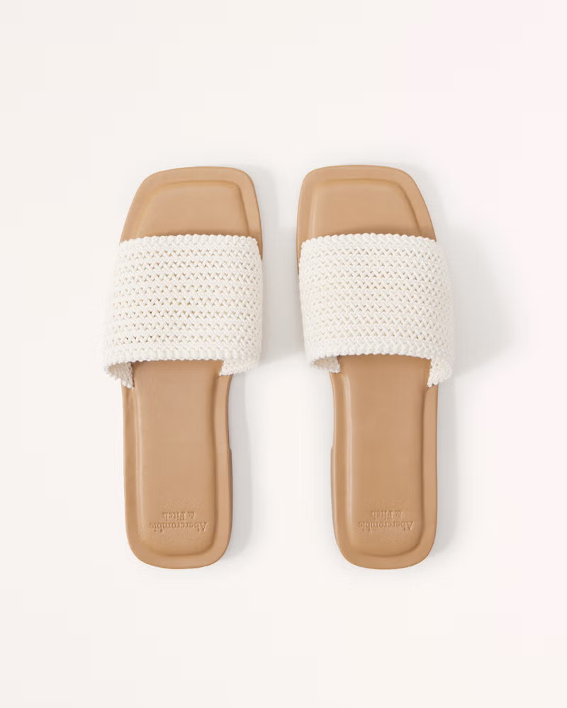 Crochet Slide Sandals | White Slide Sandals | White Sandals | White Slides | Spring Sandals 2023 | Abercrombie & Fitch (US)