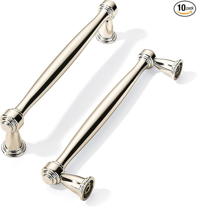khtumeware 10 Pack Polished Nickel Cabinet Pulls 5 Inch(128mm) Hole Centers Cabinet Pulls Kitchen... | Amazon (US)