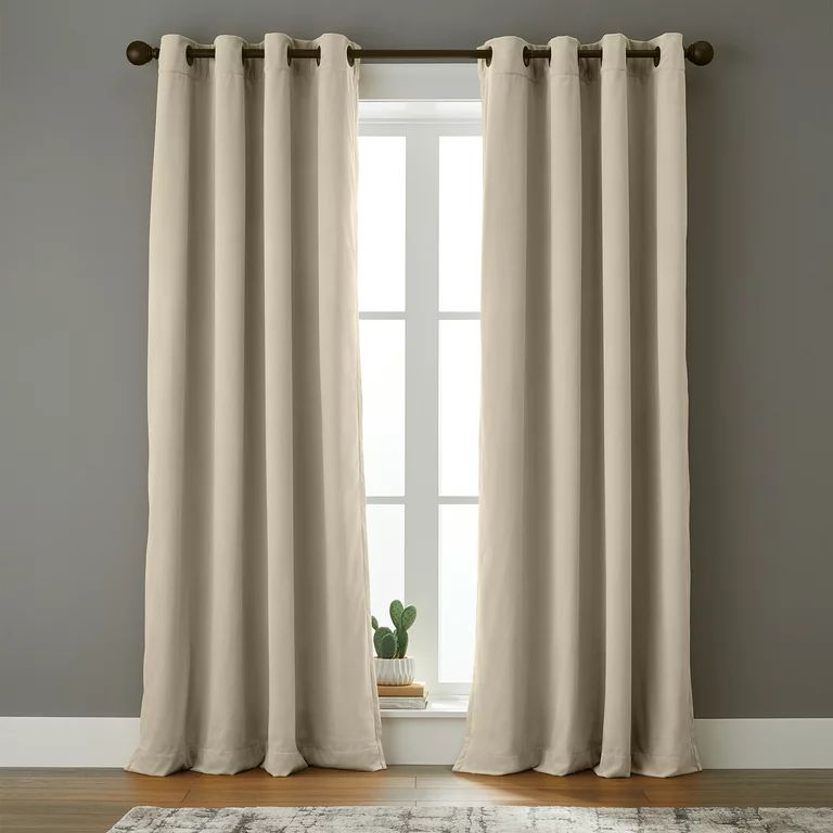 Better Homes & Gardens Velvet Grommet Blackout Curtain Panel, Papyrus Beige, 52 in x 84 in | Walmart (US)