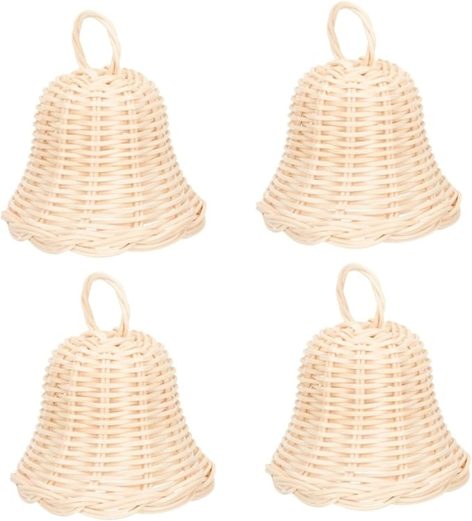 Amosfun 4pcs Decorative Rattan Bell Shape Ornament Christmas Pendant for Festive Scene Decor Prem... | Amazon (US)