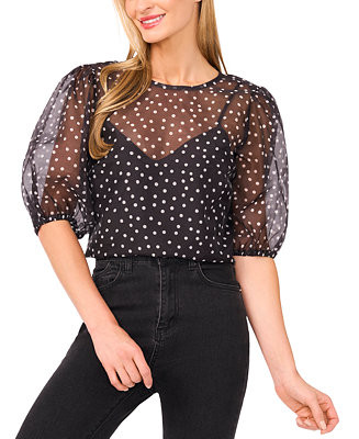 CeCeWomen's Balloon Short Sleeve Crew Neck Top | Macy's