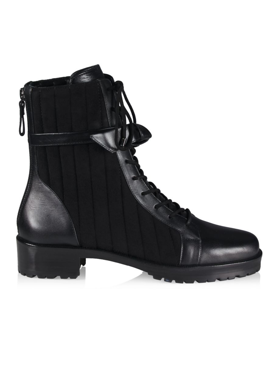 Alexandre Birman Clarita Quilted Suede Combat Booties | Saks Fifth Avenue