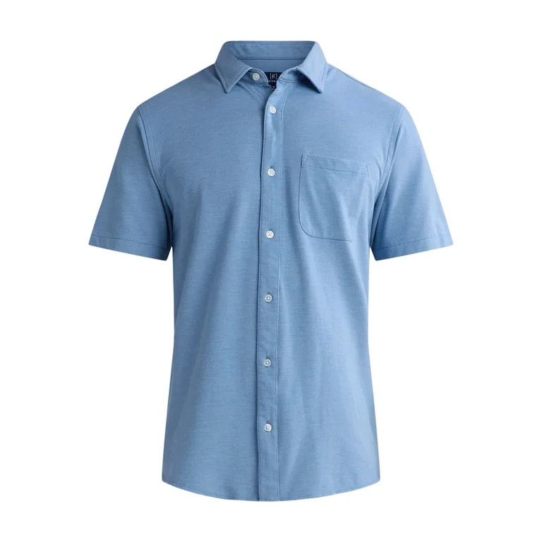 George Men's and Big Men's Knit Button-Up Shirt with Short Sleeves, Sizes S-3XL - Walmart.com | Walmart (US)