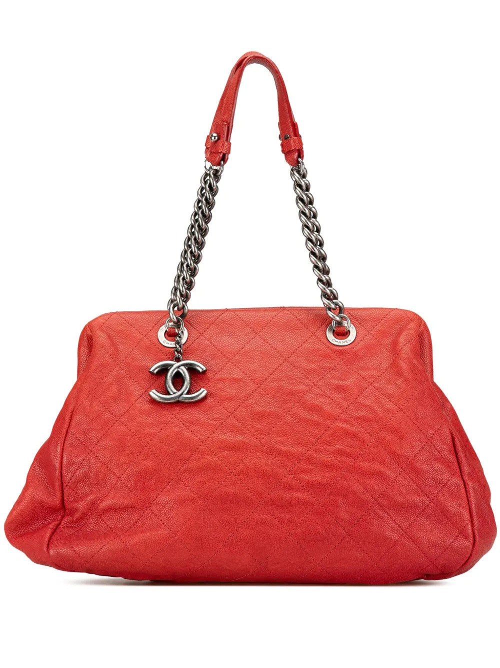 CHANEL Pre-Owned 2011 Medium Quilted Caviar Frame tote bag - Red | Farfetch Global