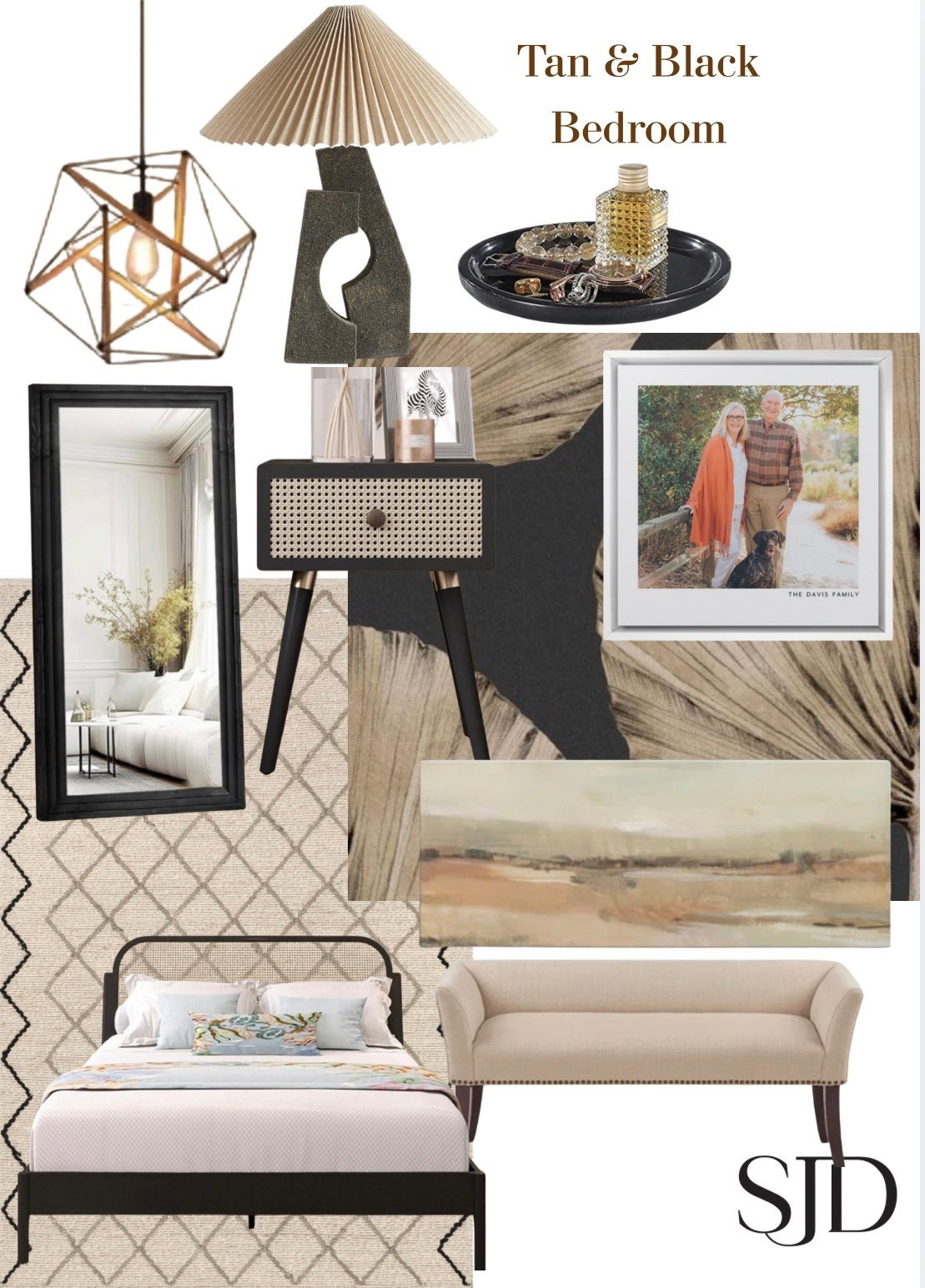 Warm, grounded, and effortlessly elevated 🤎
This tan & black bedroom concept blends soft neutrals with bold contrast for a look that feels both cozy and refined. From textured layers to statement lighting and clean-lined furniture, every detail is designed to create a calm, sophisticated retreat.

The key? Balance.
• Warm tans + creams = softness
• Black accents = structure + depth
• Natural textures = lived-in luxury

This is how you do neutral… without it ever feeling boring.
#SJDDesigns #BedroomDesign #NeutralBedroom #TanAndBlack #MoodyNeutrals 

#LTKMothersDay #LTKHome