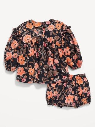 Floral-Print Long-Sleeve Top &#x26; Bloomer Shorts Set for Baby | Old Navy (US)
