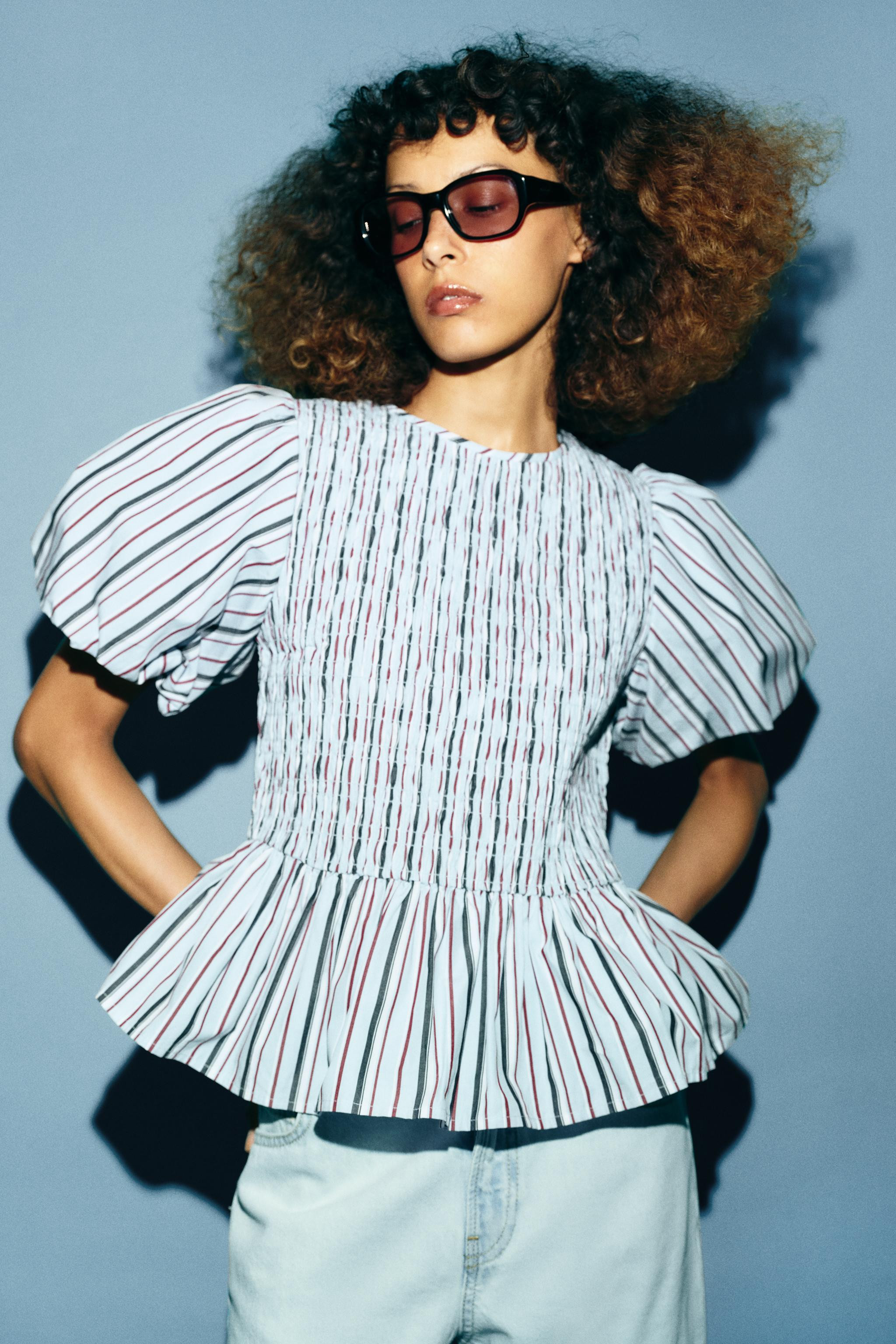 SMOCKED STRIPED TOP | Zara US