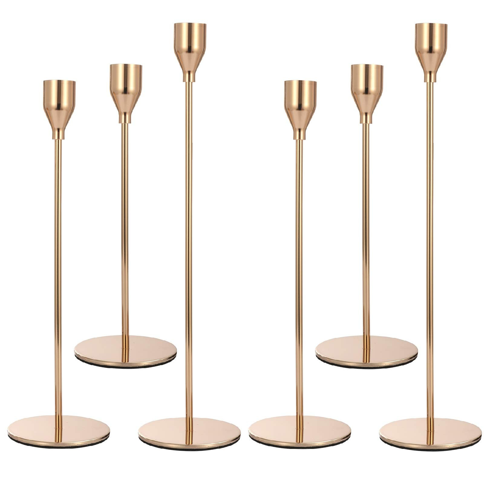 Anndason Set of 6 Pink Gold Candlestick Holders Pink Gold Candle Holder Taper Candle Holders Cand... | Amazon (US)