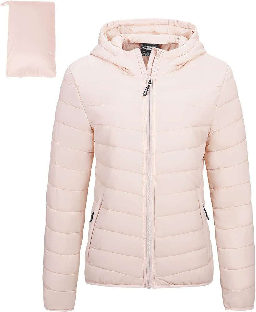 Outdoor Ventures Women's Packable Lightweight Puffer Jacket with Hood | Amazon (US)