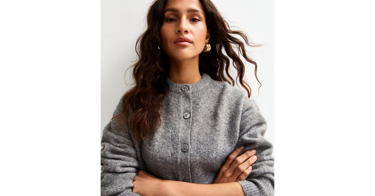 Grey Crew Neck Knit Cardigan | New Look | New Look (UK)
