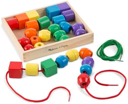 Melissa & Doug Primary Lacing Beads - Educational Toy with 30 Wooden Beads and 2 Laces for Toddle... | Amazon (US)