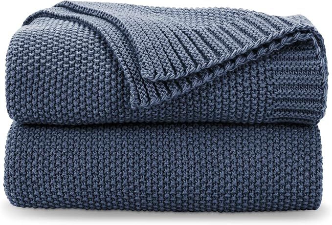 CozeCube Blue Throw Blanket for Couch, Soft Cozy Cable Knit Throw Blanket for Bed Sofa Living Roo... | Amazon (US)