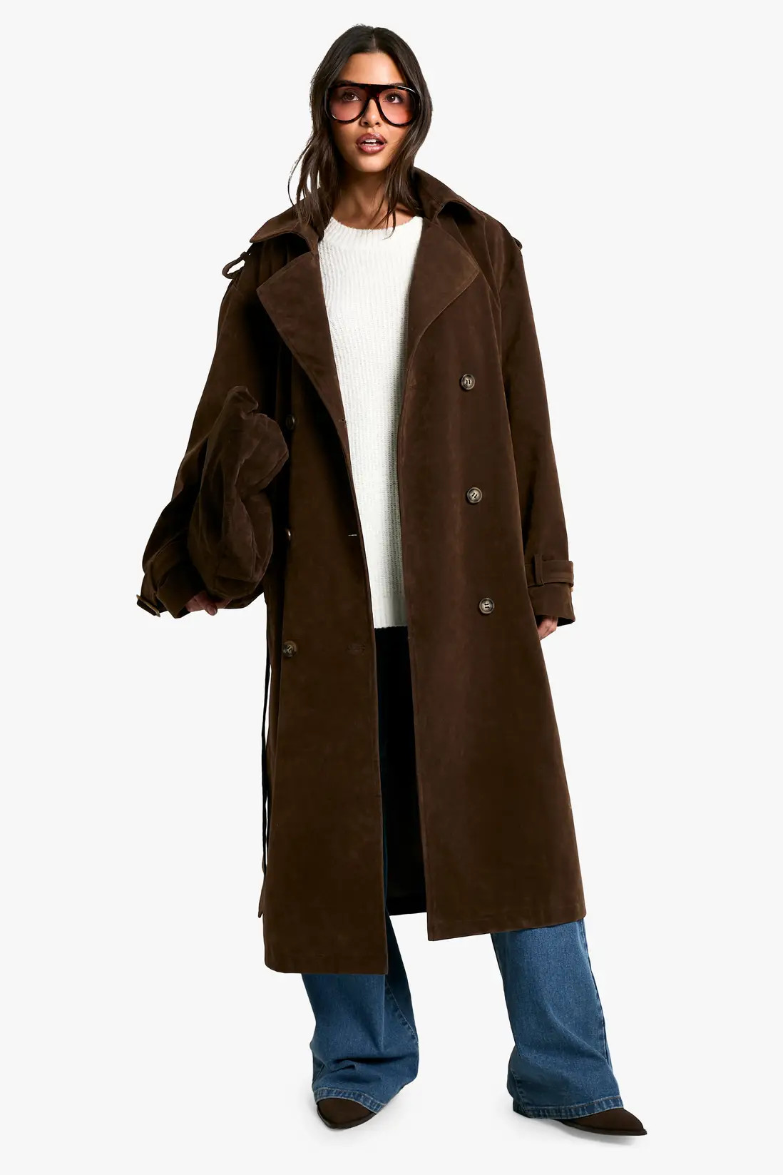Vintage Suede Look Trench Coat | boohoo (US & Canada)