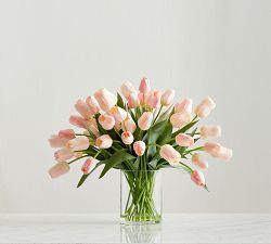 Faux Composed Tulip Arrangement in Glass Vase | Pottery Barn (US)