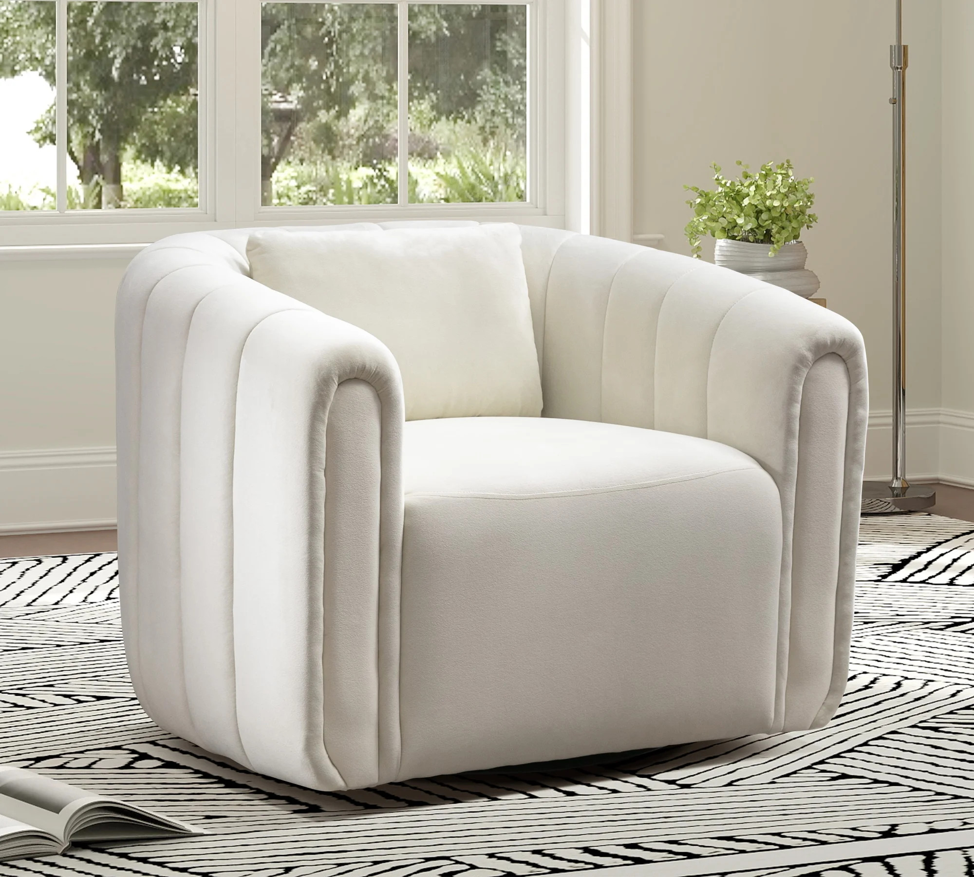 Bonzy Home Swivel Chair with Plump Pillow, Modern Velvet Accent Chair for Living Room Bedroom, Co... | Walmart (US)