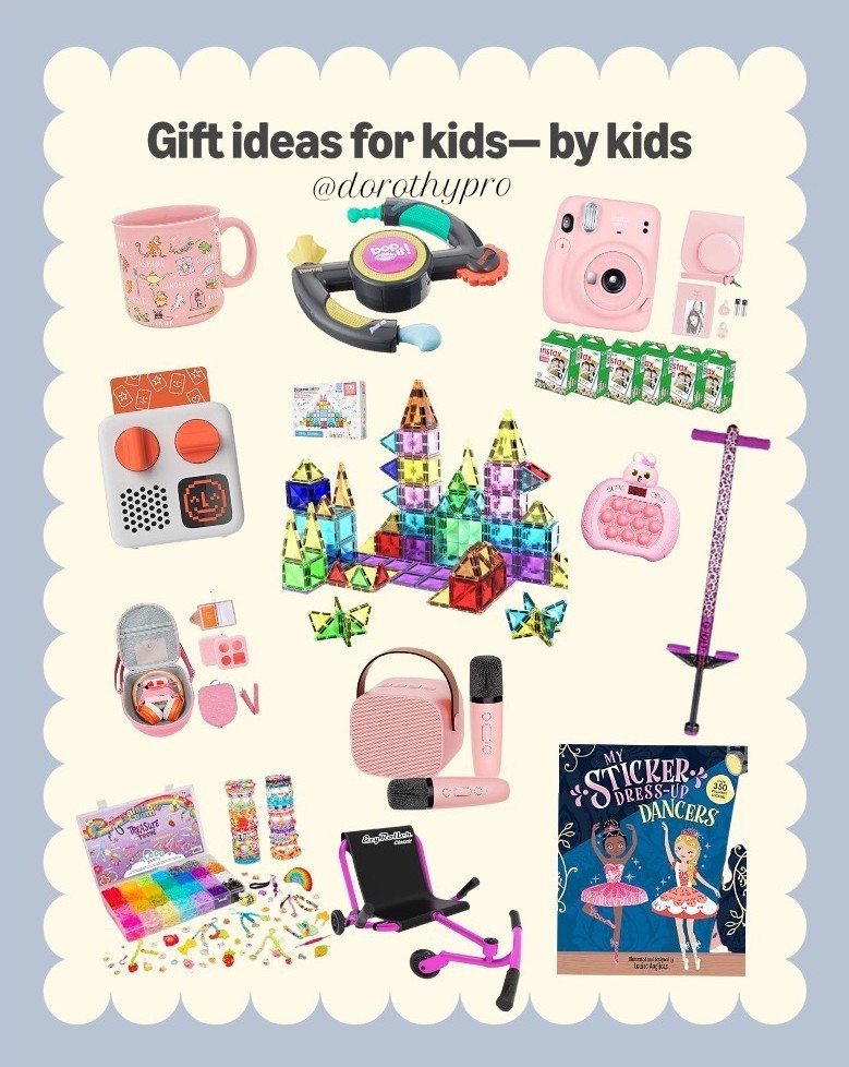 Kids gift guide for girls curated by my 9 yr old daughter! 💕 items she owns and loves & recommends + some on her wishlist! 

Screen free toys and activities for kids! Christmas present ideas, outdoor riding toy, magnatiles, sticker books, bracelet making kit, microphone, yoto player, Polaroid camera, film, bop it game, fidget game, pogo stick

#LTKGiftGuide #LTKKids #LTKHoliday