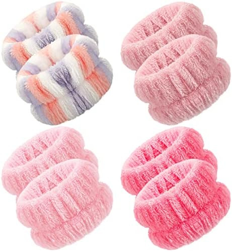 4 Pairs Wrist Spa Washband Microfiber Wrist Wash Towel Band Wristband Scrunchies for Washing Face... | Amazon (US)