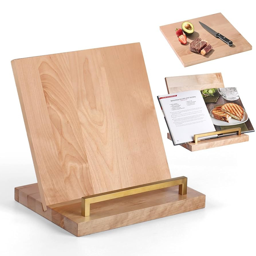 Cookbook Stand with Removable Cutting Board – Adjustable Recipe Book Holder, Charcuterie Board ... | Amazon (US)