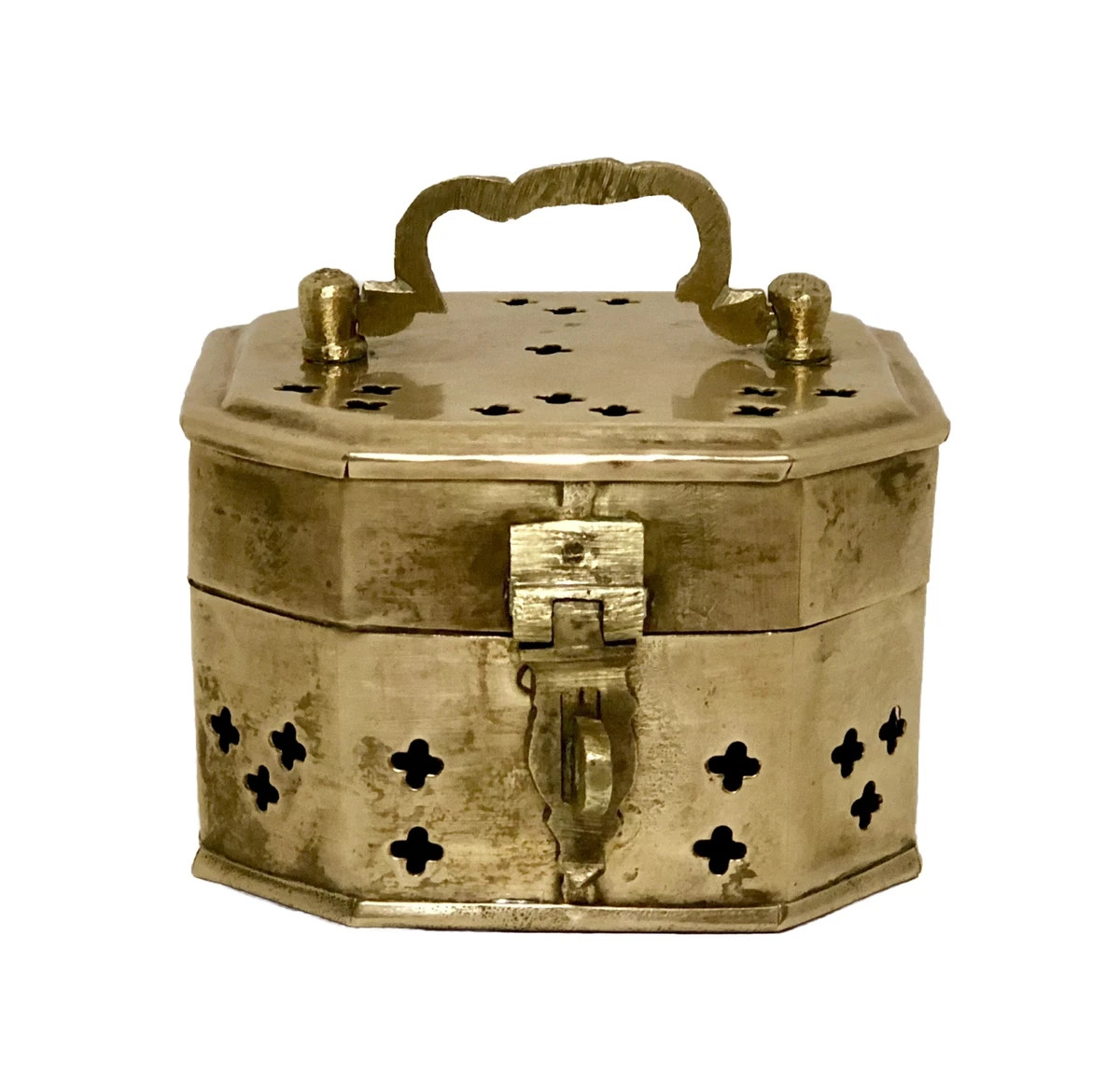 Vintage Cricket Trinket Incense Box Pierced Brass Gold Hexagon Cage 2x3x3x3.25” | eBay US
