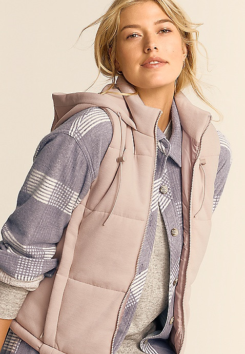 Scuba Knit Hooded Vest | Maurices