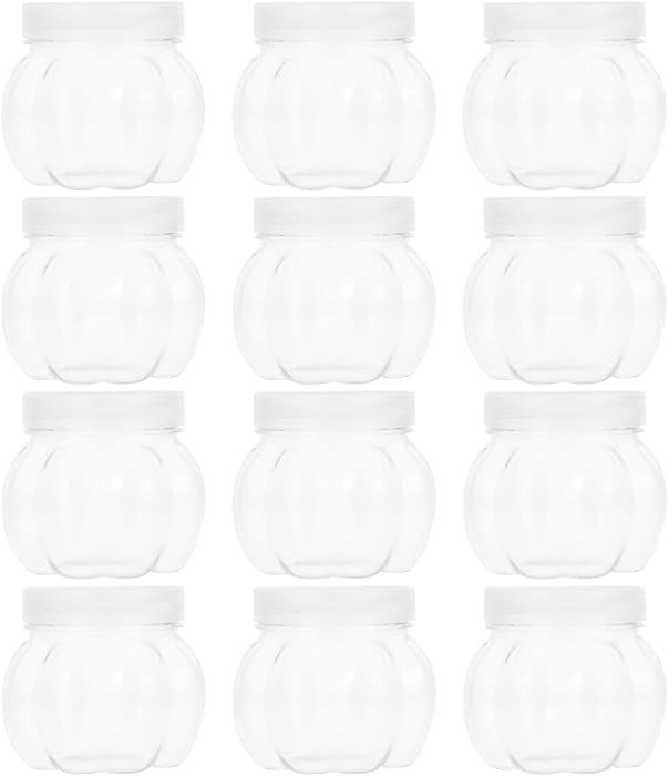 DOITOOL 12 Pcs Halloween Pumpkin Candy Jar - Clear Plastic Pumpkin Jar with Lid 5oz/150ml Creativ... | Amazon (US)