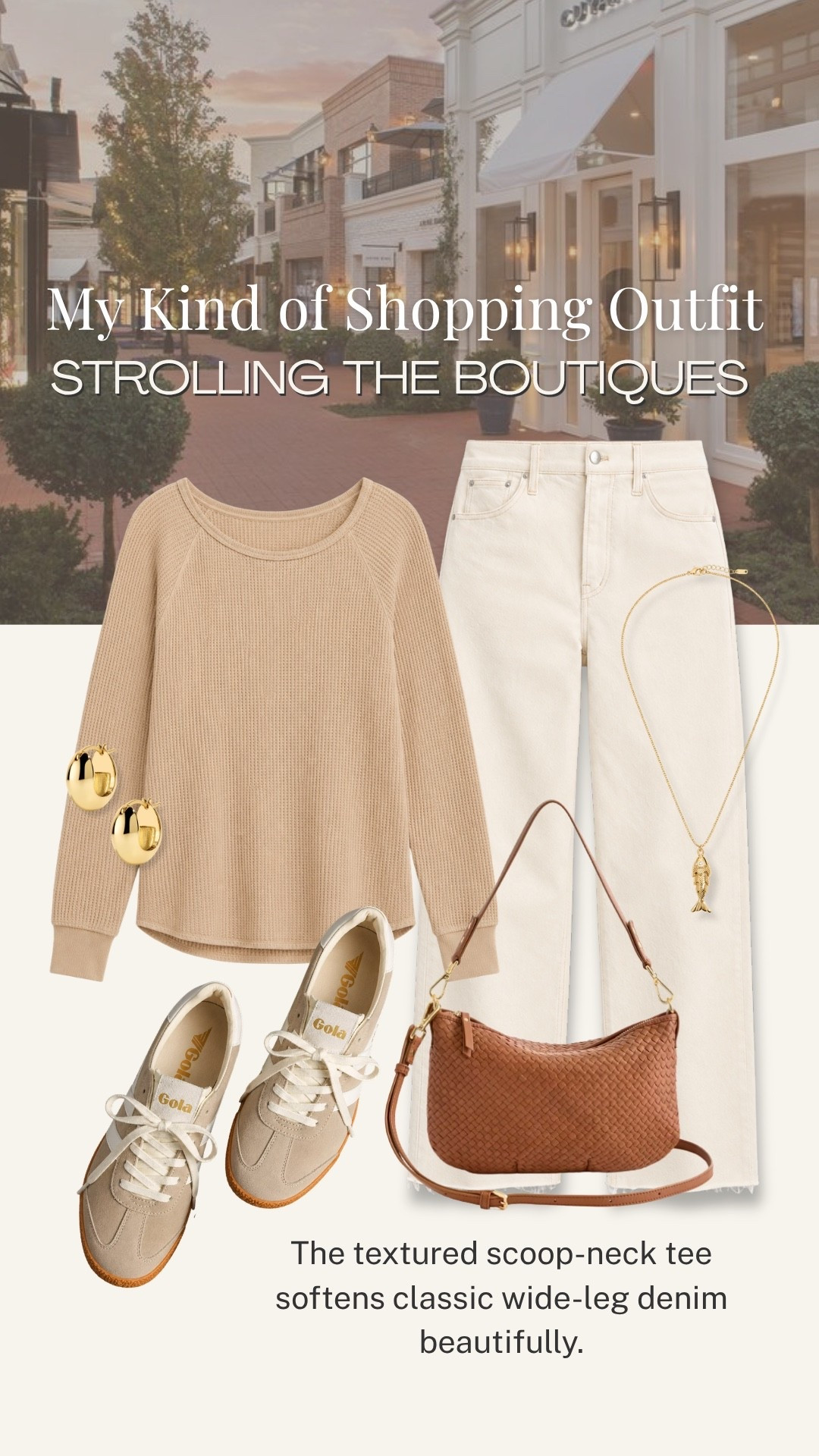 This textured scoop-neck tee is an easy way to soften classic white wide-leg denim. I’d add comfortable retro sneakers and a warm brown woven bag for a polished, relaxed outfit that works beautifully for shopping, lunch, or a casual day out.

💡 LTK MADE EASY
❤️ Heart = Support my posts!
🔖 Save = Get sale & restock alerts
📋 Lists = Keep favorites organized
📲 Share = Send lists and products to a friend
💬 Comment = Ask me anything about what I’m wearing!

#LTKootd #LTKOver40 #LTKTravel