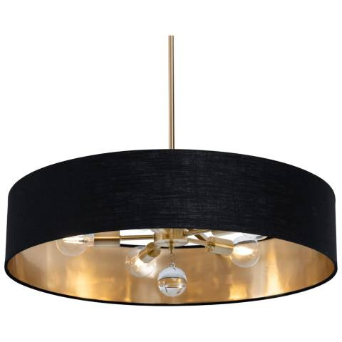 Celine 30" Wide Black and Satin Brass 5-Light Drum Pendant | Lamps Plus