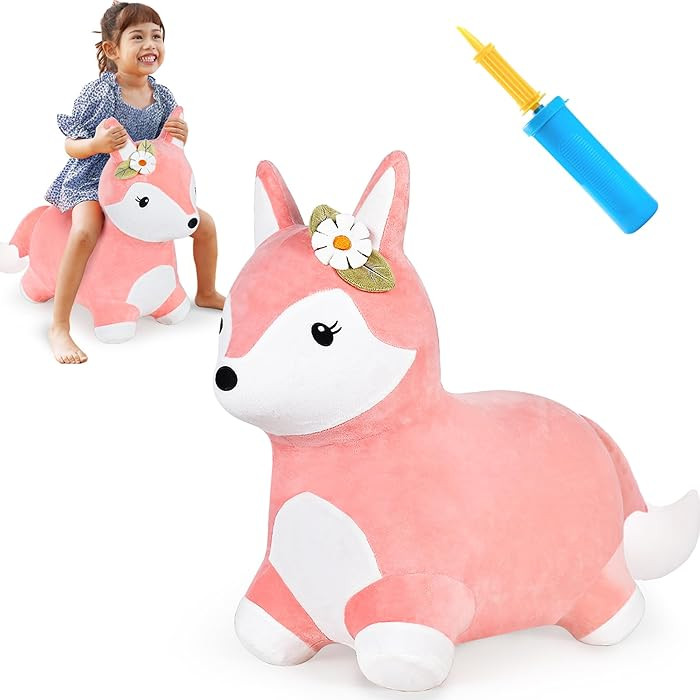 iPlay, iLearn Bouncy Pals Hopping Fox Horse, Toddler Girl Inflatable Bouncing Animal Hopper Toy, ... | Amazon (US)