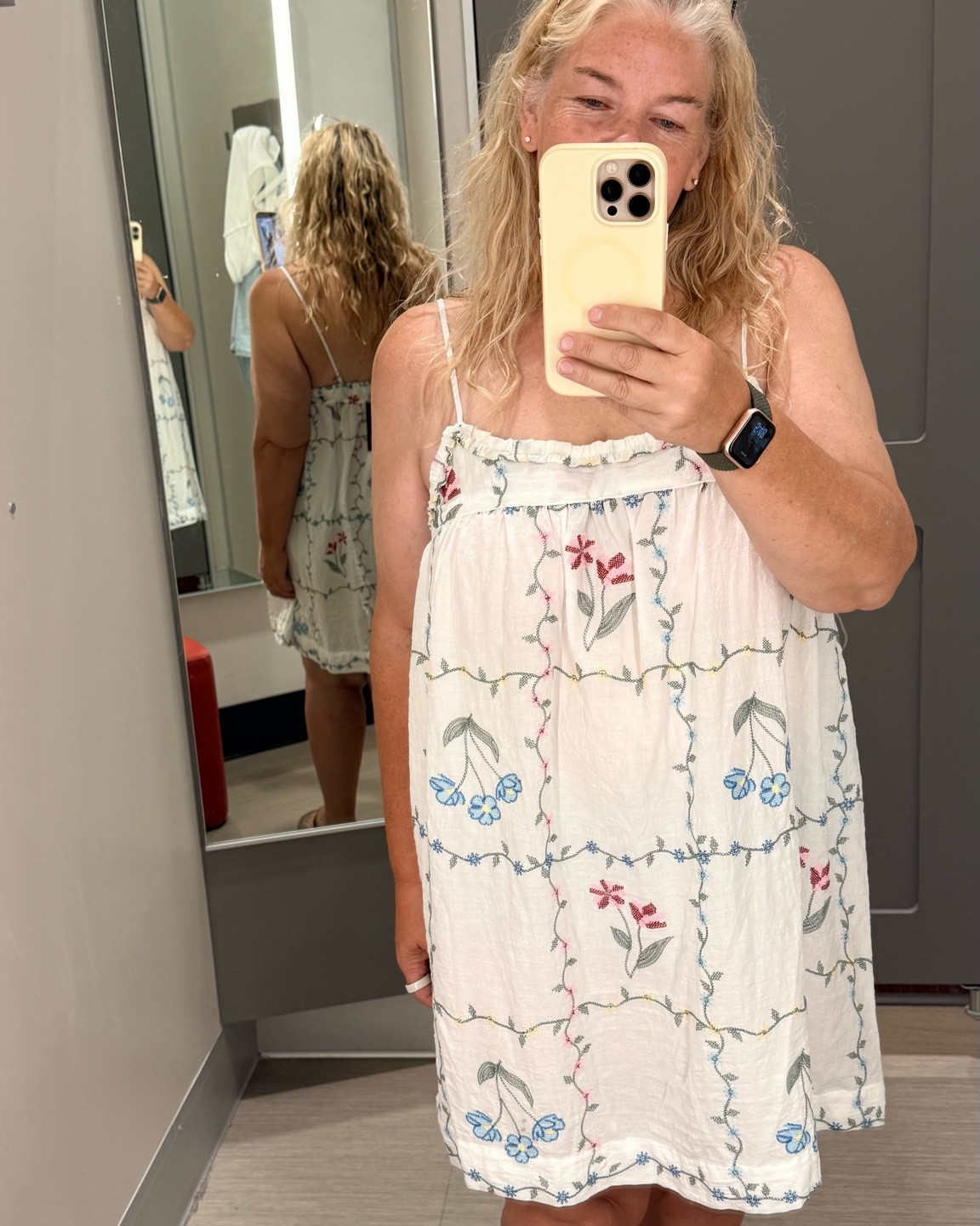 @Target  dressing room try-on! The cutest Summer dress!! Wearing a size large.Would work so well as a swimsuit cover up too!! #summerdress

#LTKSeasonal #LTKMidsize #LTKOver40