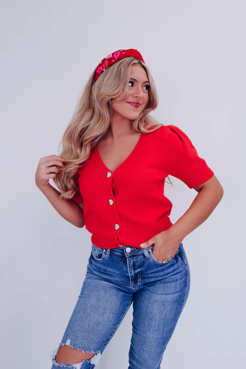 Isn't She Lovely Heart Button Cardigan | Whiskey Darling Boutique