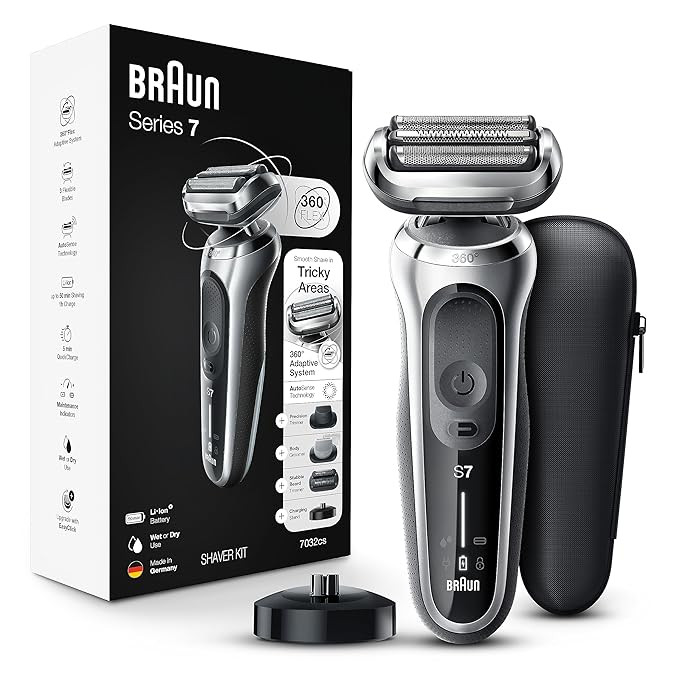 Braun Series 7 7032cs Flex Electric Razor for Men, Wet & Dry, Electric Razor, Rechargeable, Cordl... | Amazon (US)
