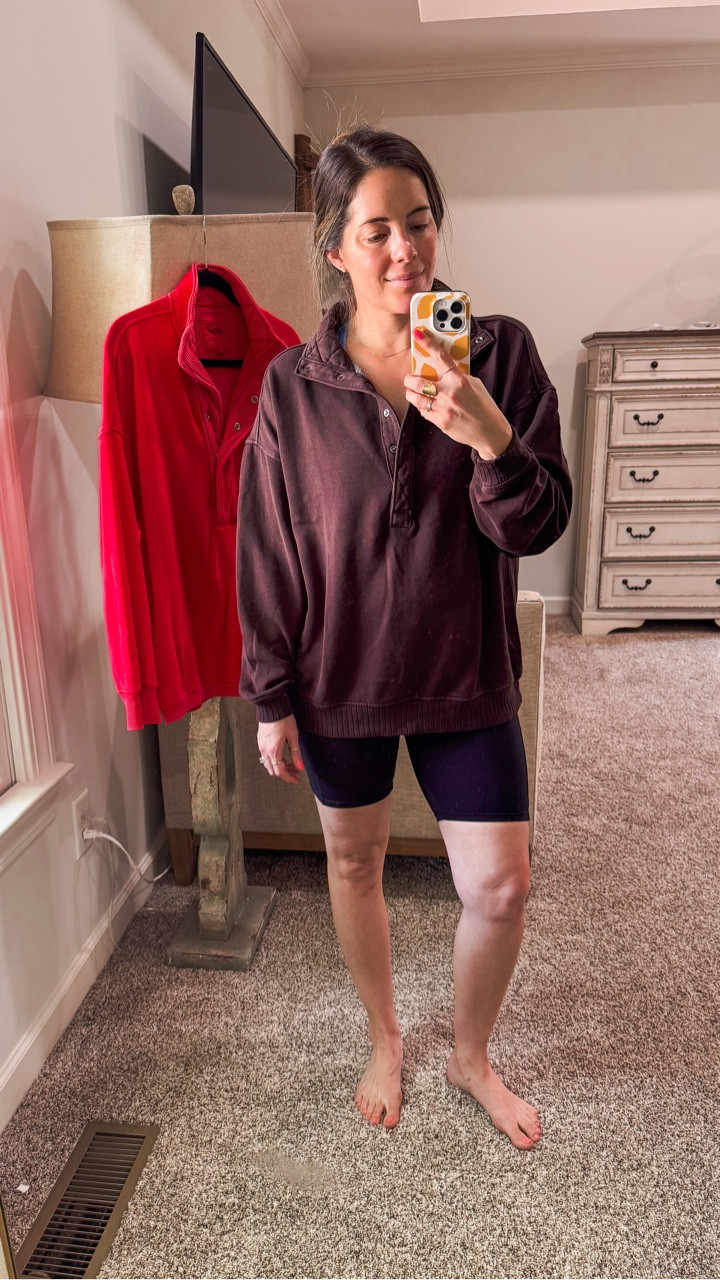On snap! 30% off New version of the viral Aerie Oh Snap Sweatshirt! Love the new look so much better! Wearing the dark drown in an XS. Could wear small too. 

#LTKSaleAlert #LTKSeasonal #LTKFindsUnder50