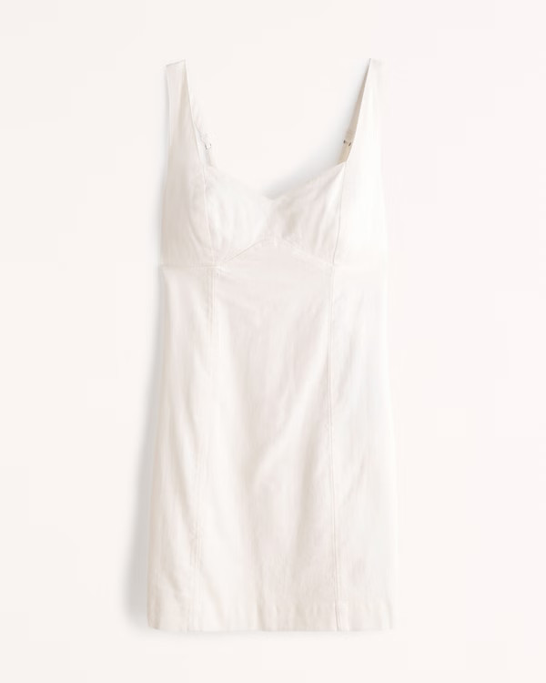 Corset Seamed Linen-Blend Mini Dress | Abercrombie & Fitch (US)
