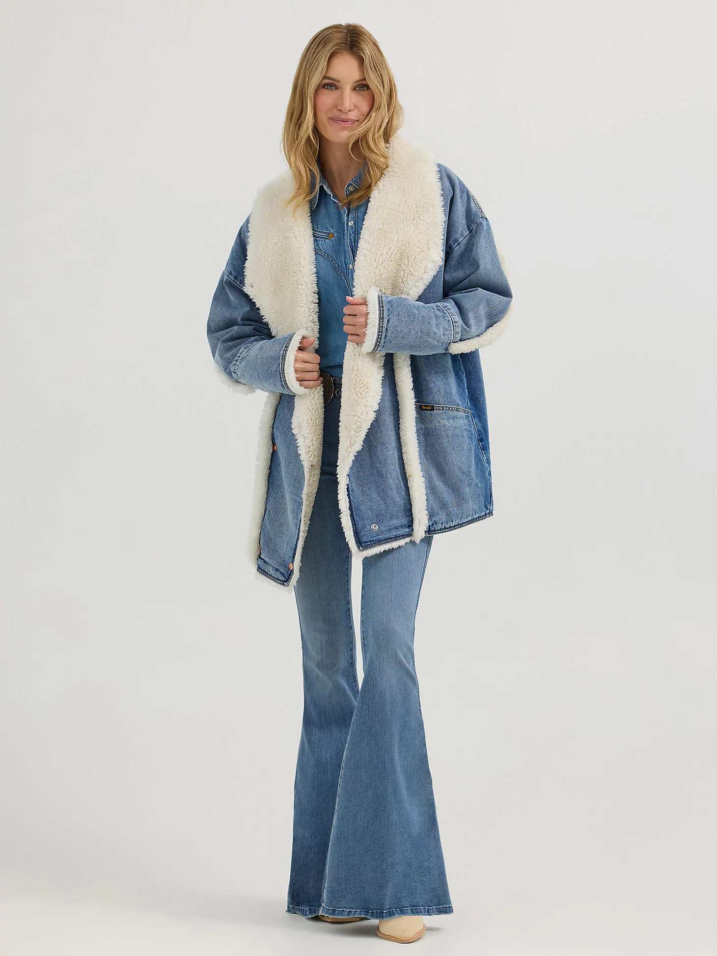 Wrangler x Lainey Wilson The Iconic Lainey Coat in Mid Wash Denim | Wrangler