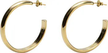 Argento Vivo Sterling Silver 18K Gold Plate Sterling Silver Flat Edge Hoop Earrings | Nordstrom | Nordstrom