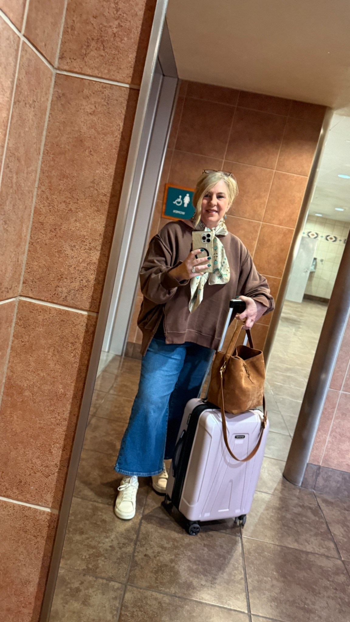 Jeans on sale for $22 and Nikes on sale $42. Free people top size down one. Runs really large Travel day and this outfit is warm and comfy  

#LTKTravel #LTKootd #LTKSaleAlert