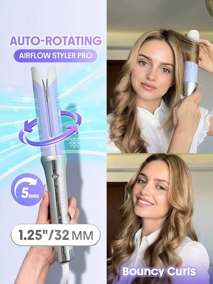 SHEGLAM HAIR One Touch Airflow Styler Pro-32mm Silver-Purple,Cool Air Auto-Rotating Curling Iron,... | SHEIN