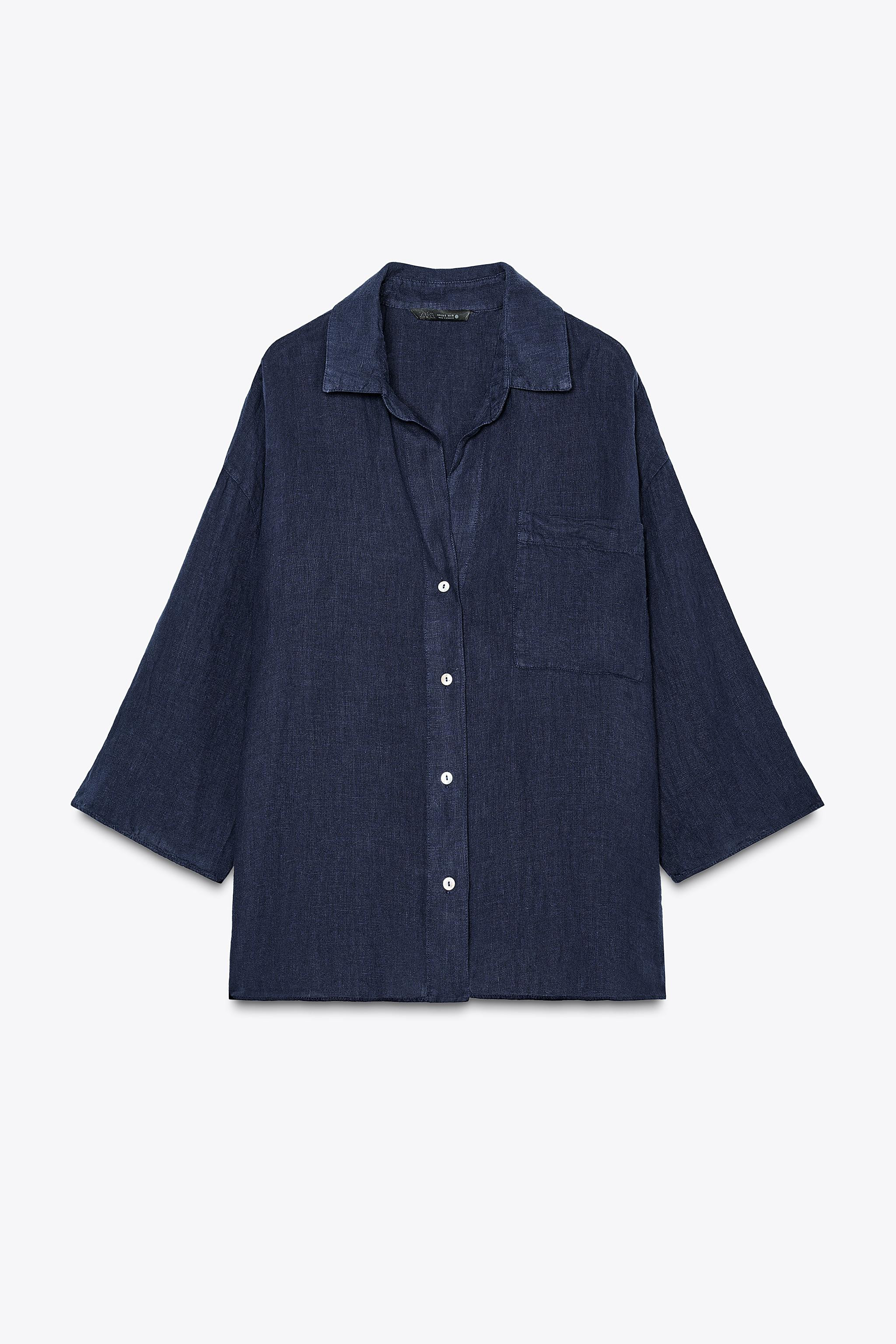 ZW COLLECTION 100% LINEN OVERSIZE SHIRT | Zara US