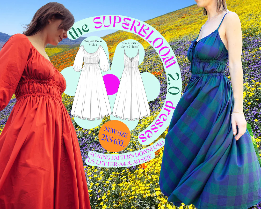 SUPERBLOOM 2.0 Dresses - PDF Pattern & Instructions - Instant Download - Etsy | Etsy (US)