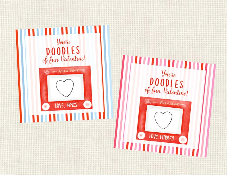 Valentine Class Tags or Stickers Doodles, Watercolor, Printed / Set of 25 | Etsy (US)