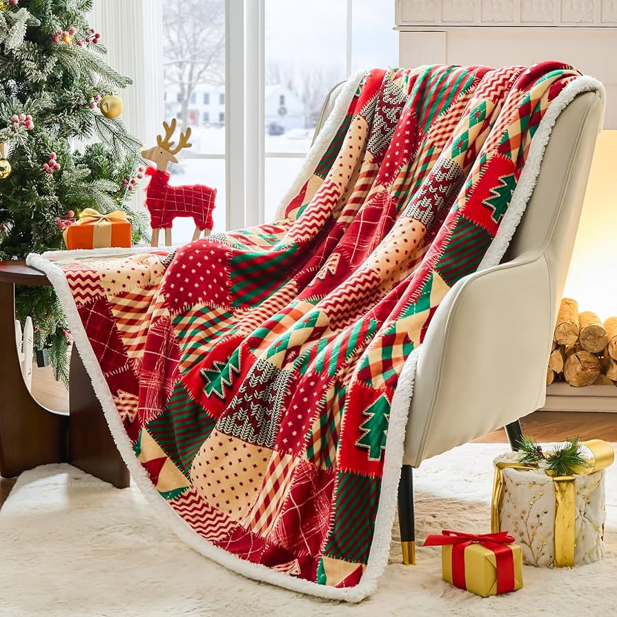 Christmas Throw Blanket, Winter Holiday Sherpa Fleece Blanket, Premium Warm Cozy Christmas Blanke... | Amazon (US)