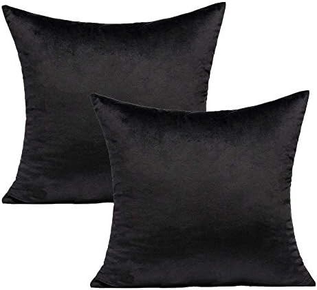 Amazon.com: Black Couch Pillow Covers Velvet Throw Pillows 18X18 Decorative Cushion Covers Soft S... | Amazon (US)