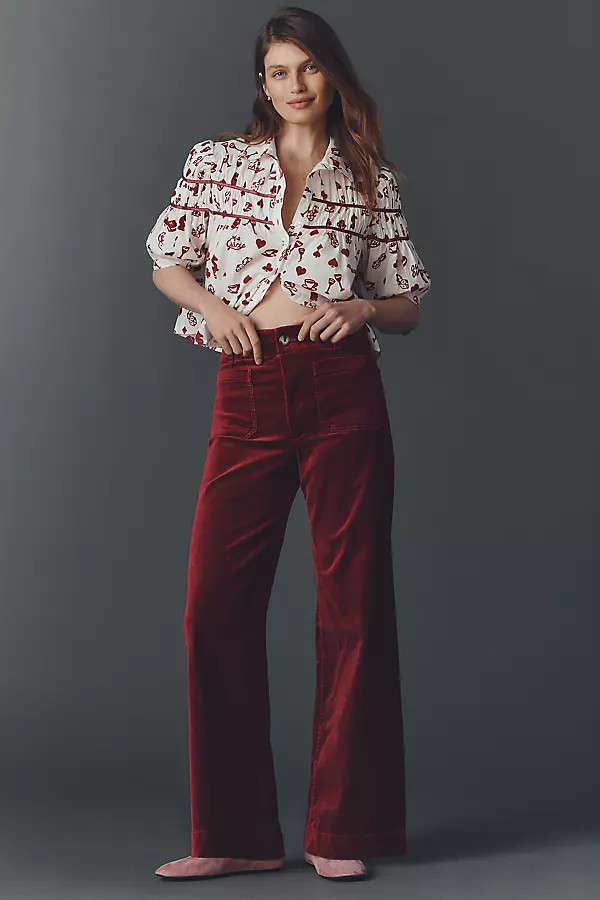 The Colette Full-Length Velvet Pants by Maeve | Anthropologie (US)