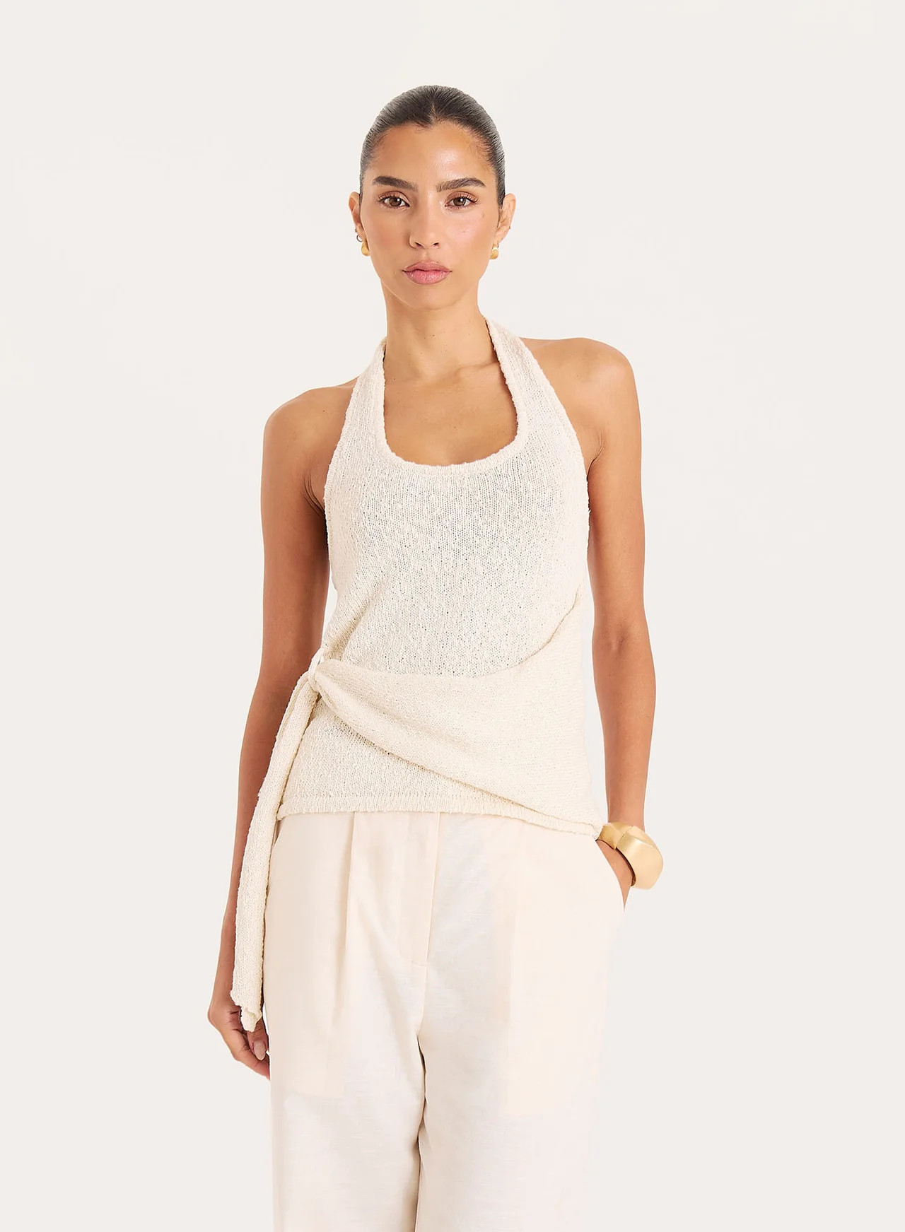 Women's Cream Boucle Knit Sleeveless Top | Braya | 4th & Reckless | 4th & Reckless