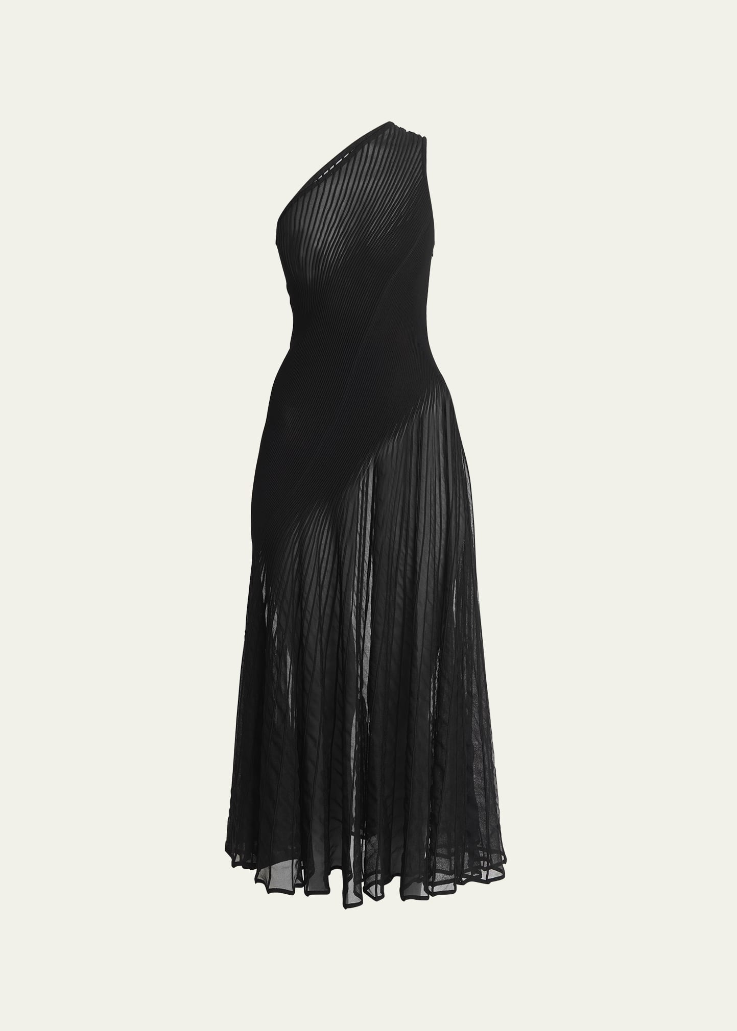 ALAIA One-Shoulder Twisted Seam Midi Dress | Bergdorf Goodman