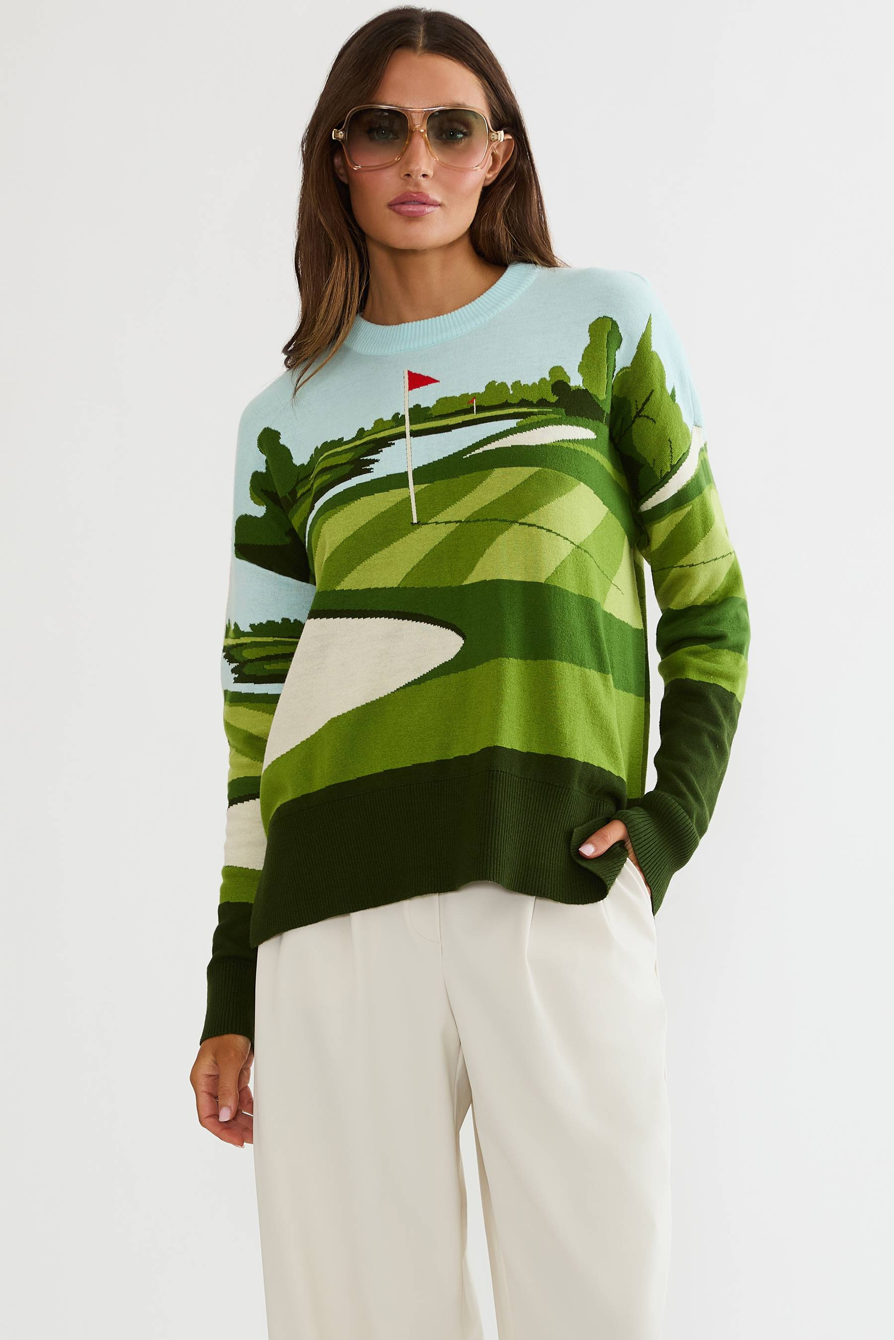 Callie Sweater Fairway | Golf Green Sweater | Beach Riot | Beach Riot