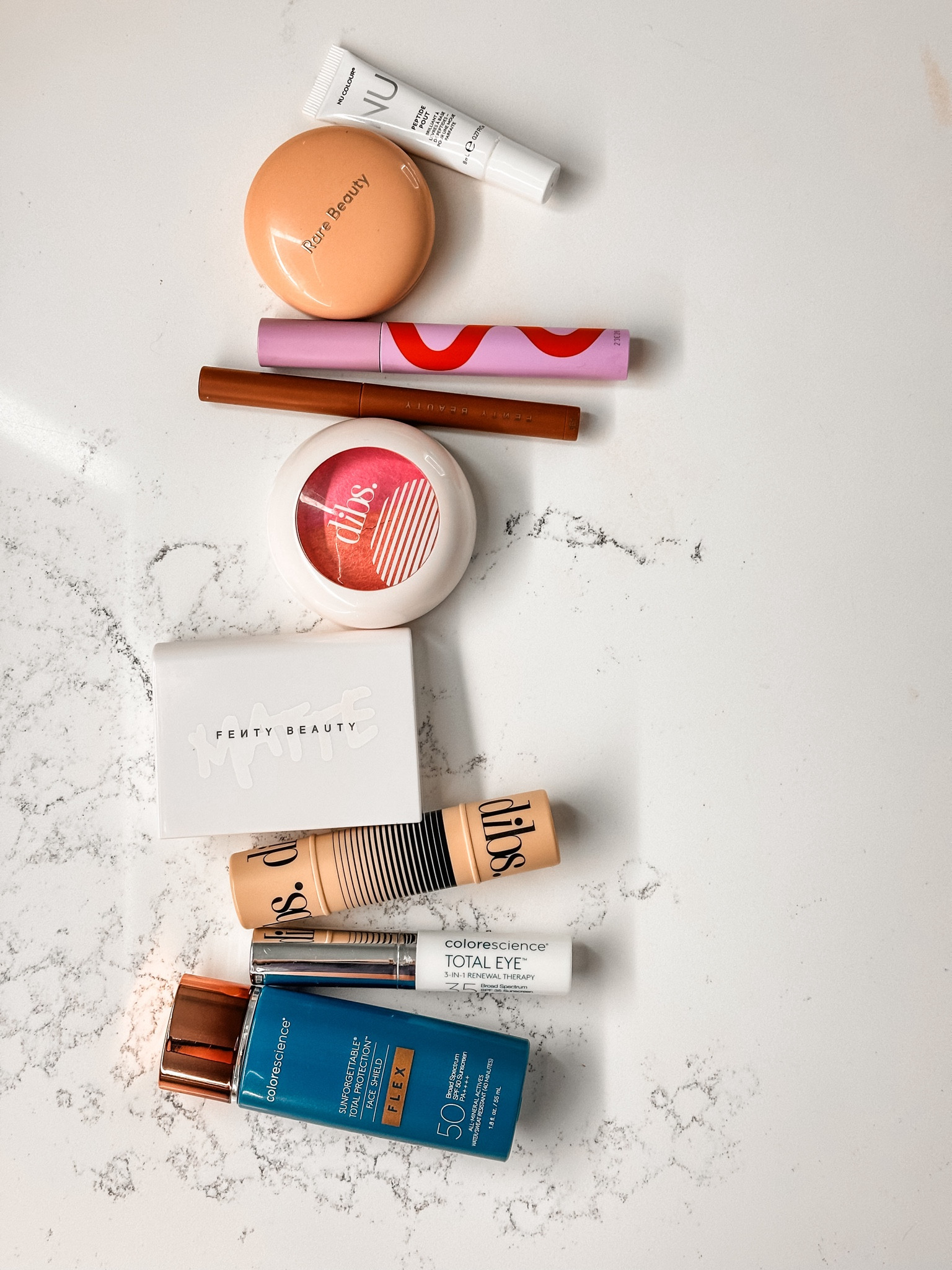 Color science flex: medium 
Total eye: light
Dibs stick: 5.5 (bronzer) 4 (blush)
Dibs blush: pop star 
Fenty eye shadow stick: Shroommate 
Rare beauty highlighter: 

#LTKStyleTip #LTKBeauty #LTKFindsUnder50