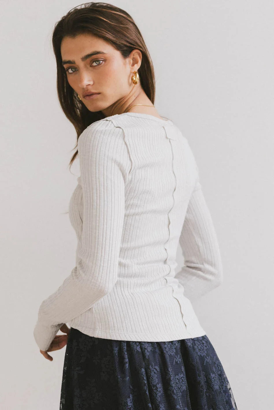 Emmilianne Ribbed Top in Grey | Böhme US