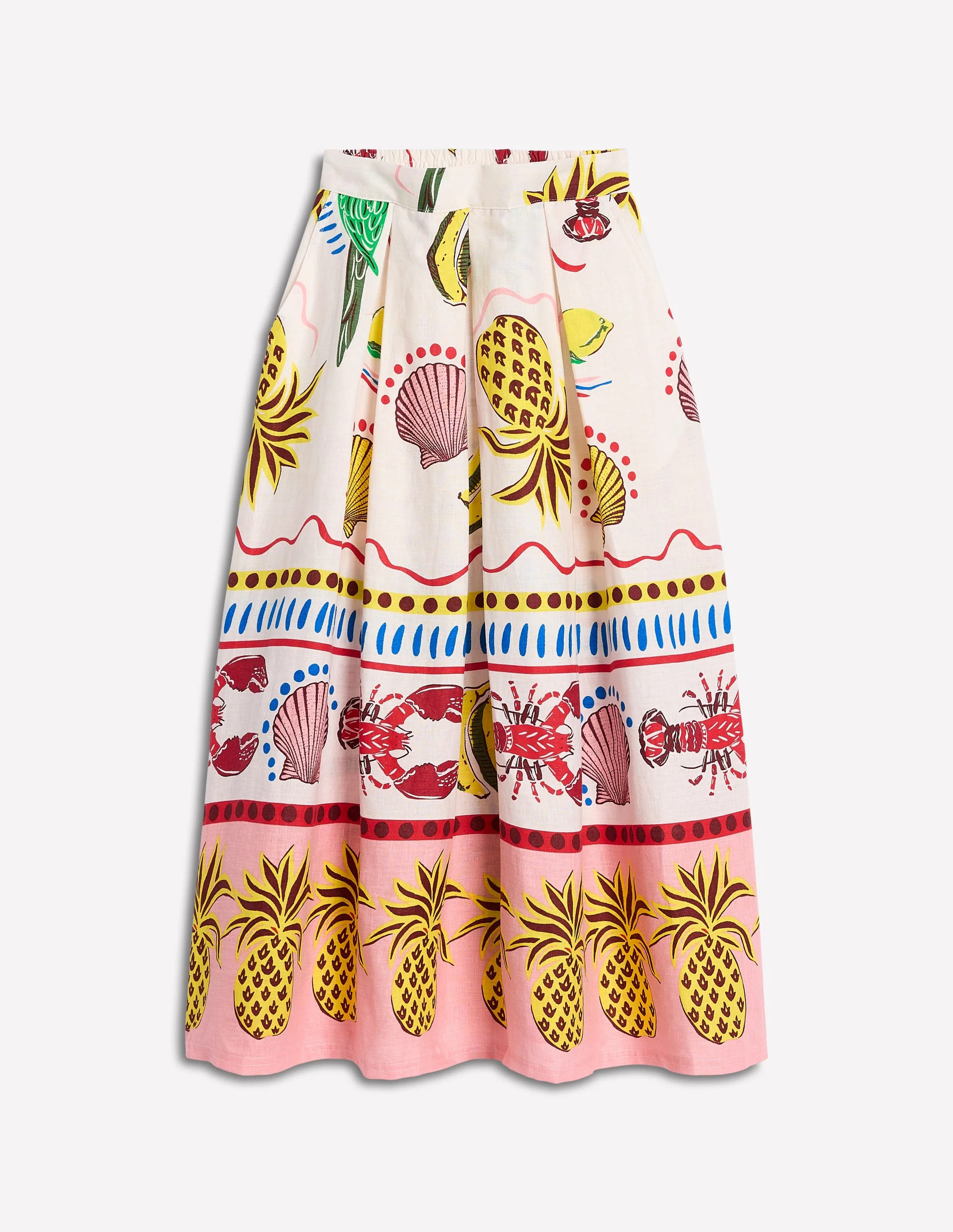 Verity Linen Midi Skirt-Multi, Tropical Bonanza | Boden (US)